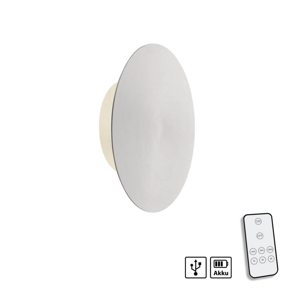 Design-Wandleuchte Akku Puntua Ø 18cm Aluminium Paul Neuhaus 4012248372500