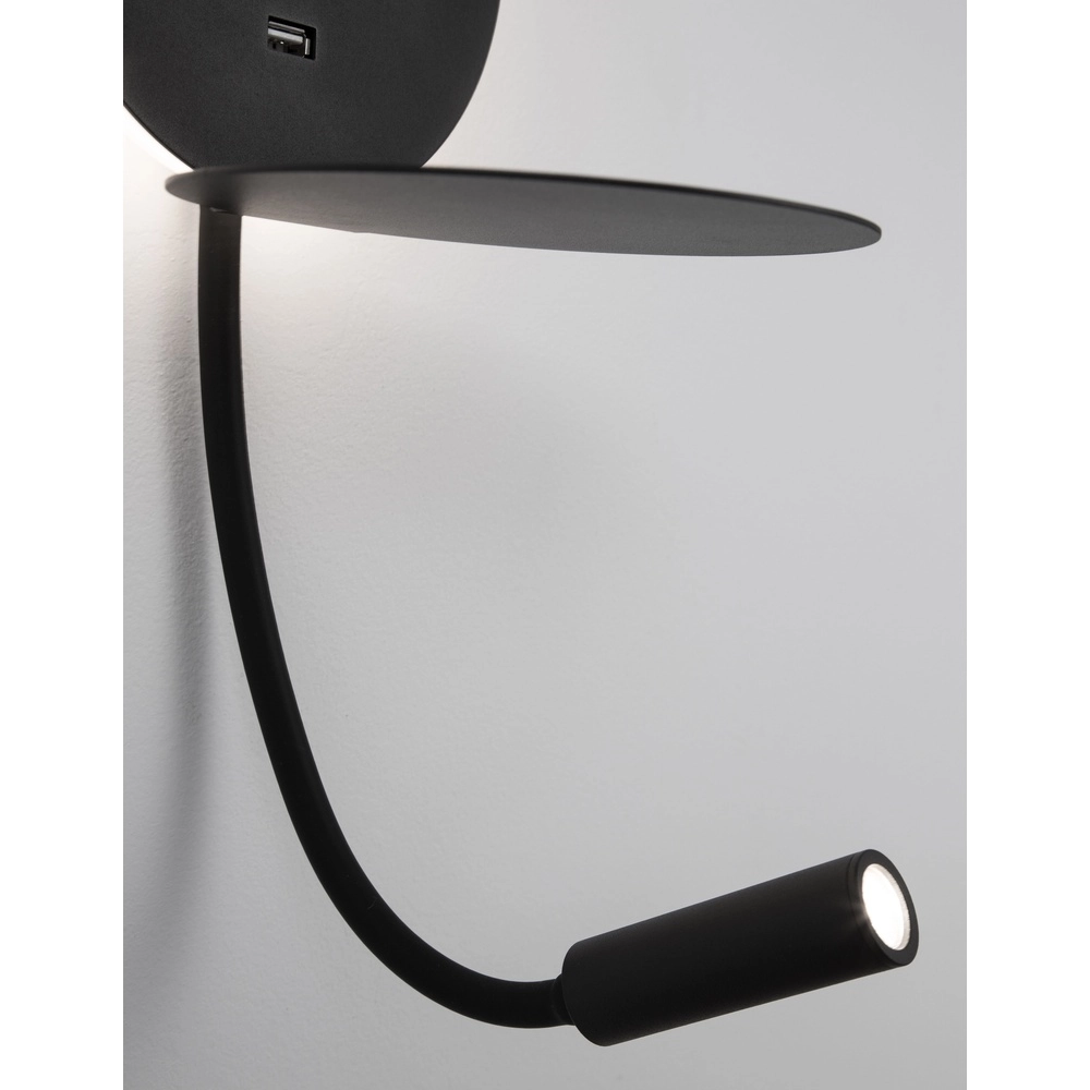 Nachttischlampe Eclip Schwarz mit USB Lyora 5212017423696