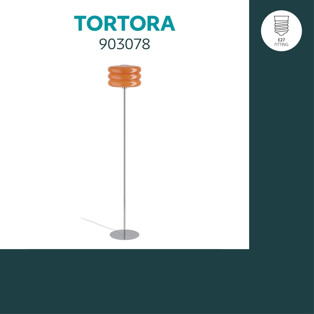 Design-Stehlampe Tortora Chrom mit orangefarbenem Ø 30cm