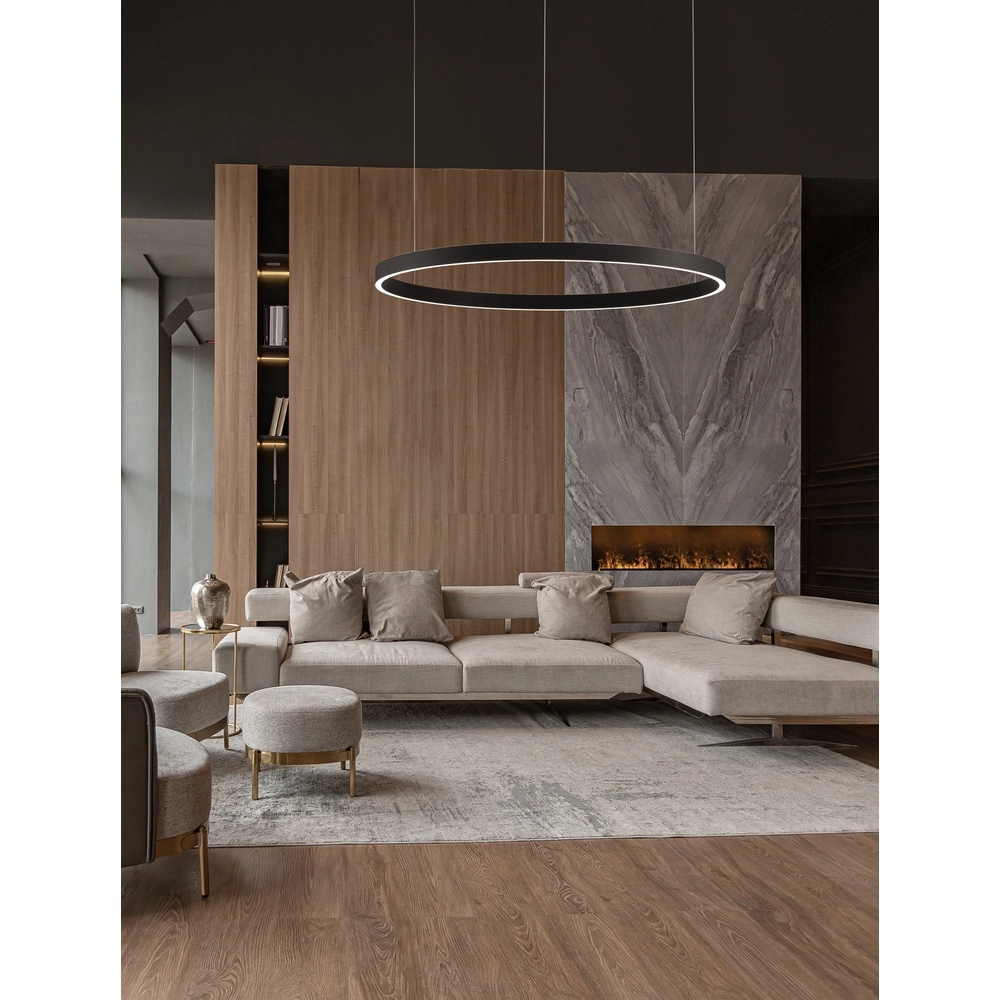 Schwarze Pendelleuchte Elowen Ausführung Ø 98cm Lyora 5212017439130