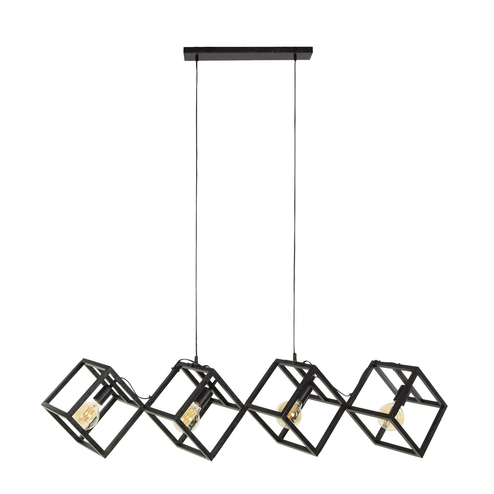Moderne Pendellampe Cube 4x E27 – Holzkohle Lyora 8716803512771