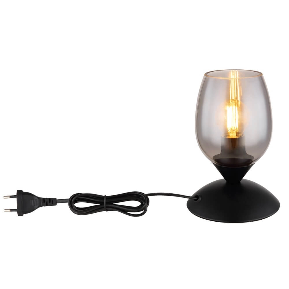 Tischlampe Kuwaita schwarz mit Rauchglas Globo 9007371452989