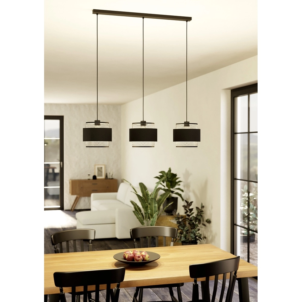 Schwarze Pendellampe Bazely 3L - Ø 23 cm Eglo 9002759436698