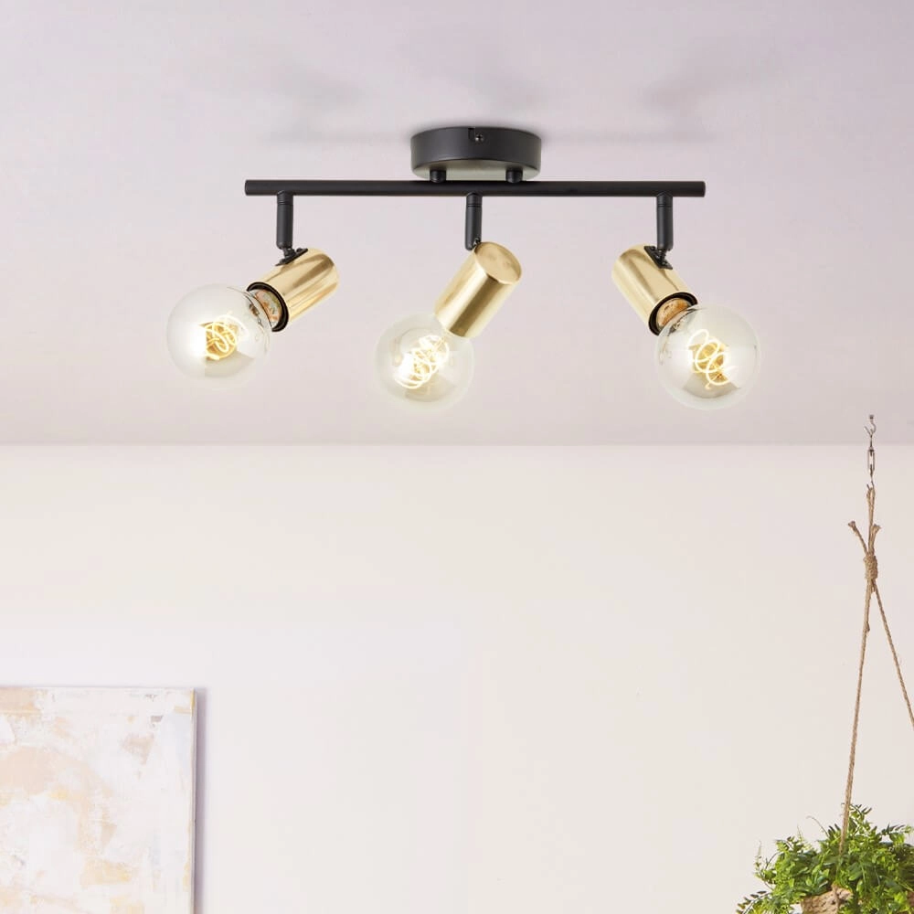 Schwarz mit goldener Deckenlampe Kerry 3-flammig Brilliant 4004353409042