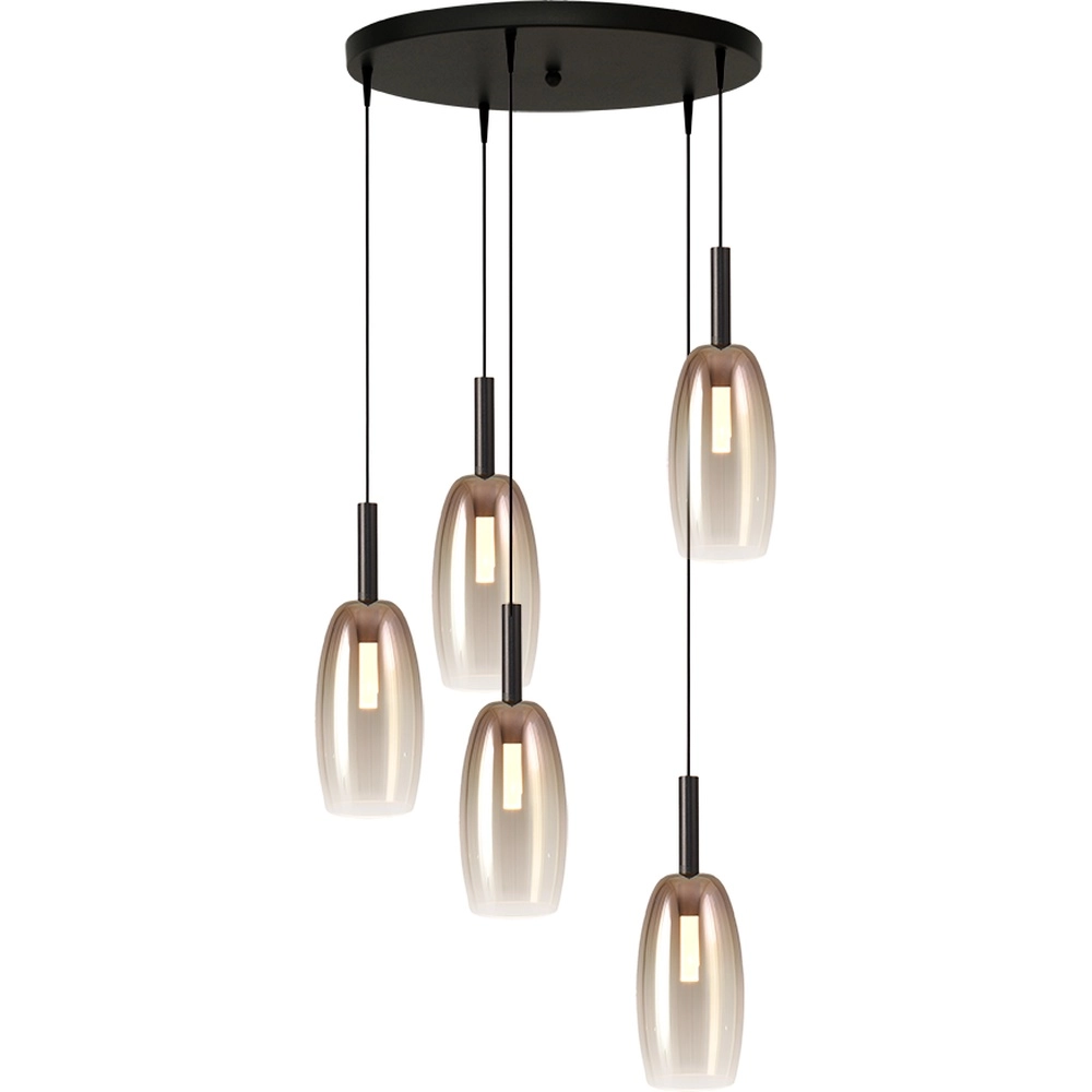 5L Vide Pendellampe Lido Olive mit Ø 24 cm goldverblasstem Glas Masterlight 8718121325163
