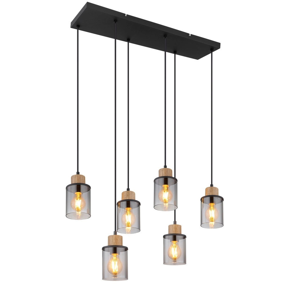 6-Licht Pendellampe Reid Schwarz