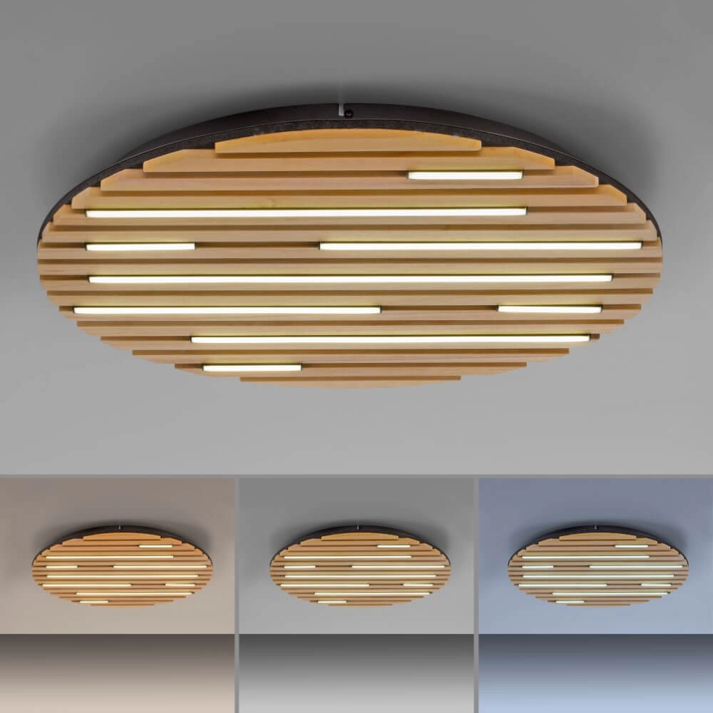 Runde Deckenleuchte Q-Akustik Ø 60cm Holz Paul Neuhaus 4012248385364