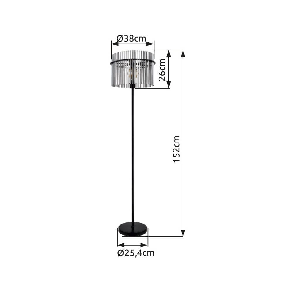 Schwarze Stehleuchte Gorley mit Rauchglas Ø 38cm Globo 9007371451180