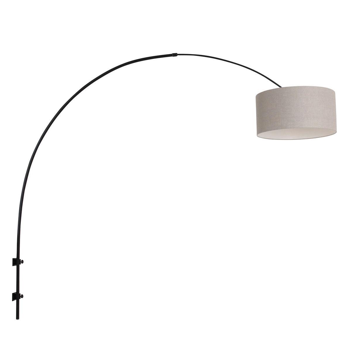Wandbogenlampe Sparkled schwarz mit taupefarbenem Lampenschirm