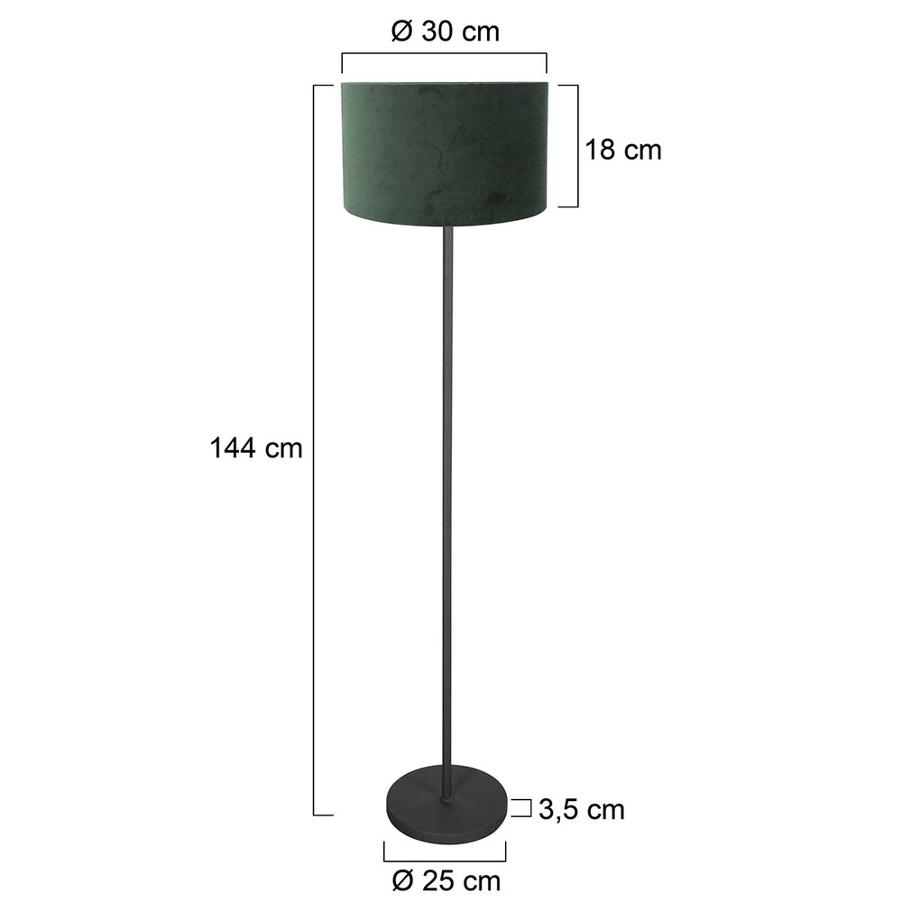 Schwarze Stehleuchte Noor mit grüner Kapuze Steinhauer 8712746182408