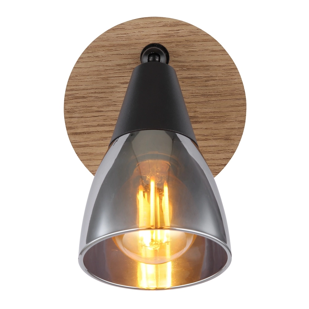 Wandlampe Mubby Schwarz mit Holzoptik Globo 9007371457854