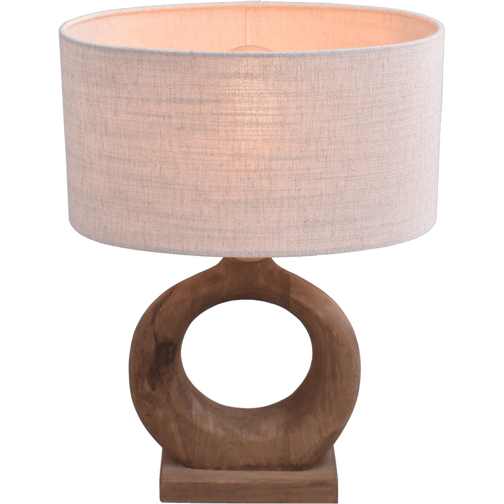 Japandi-Tischlampe Woodie Round 35 cm – Holz mit Naturholz