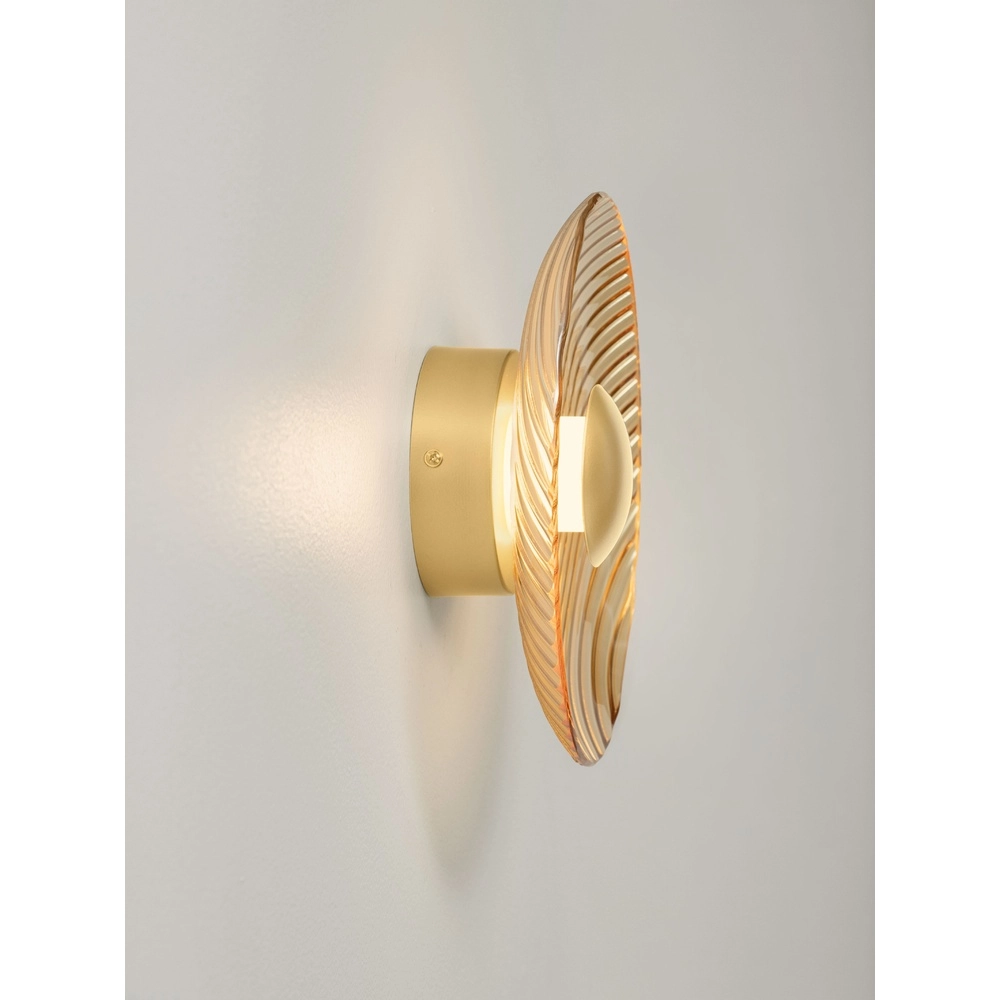Wandlampe Lavina Gold mit Bernsteinglas Ø 25 cm Lyora 5212063501416