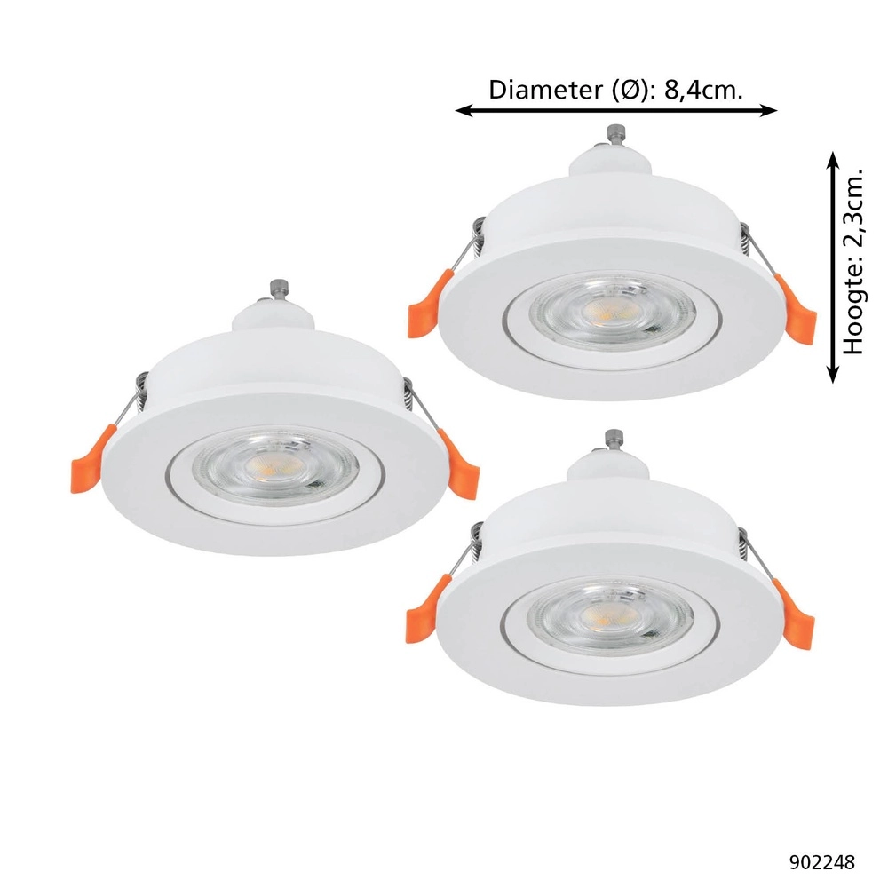 Set mit 3 Einbaustrahlern Barranco weiß Ø 8,4cm IP44 - 4000K Eglo 9008606359301