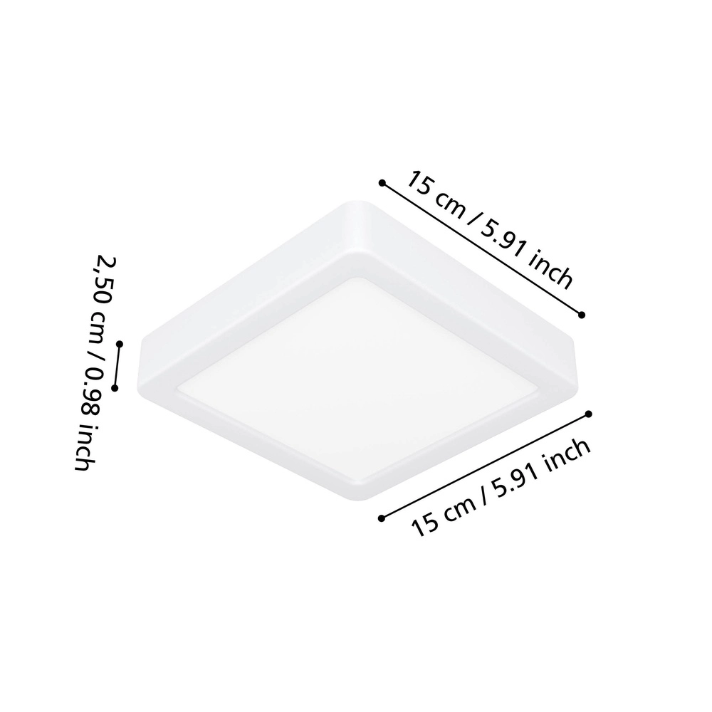 Deckenlicht IP44 Fueva 6 Quadrat – Weiß – 15x15 cm Eglo 9008606330393