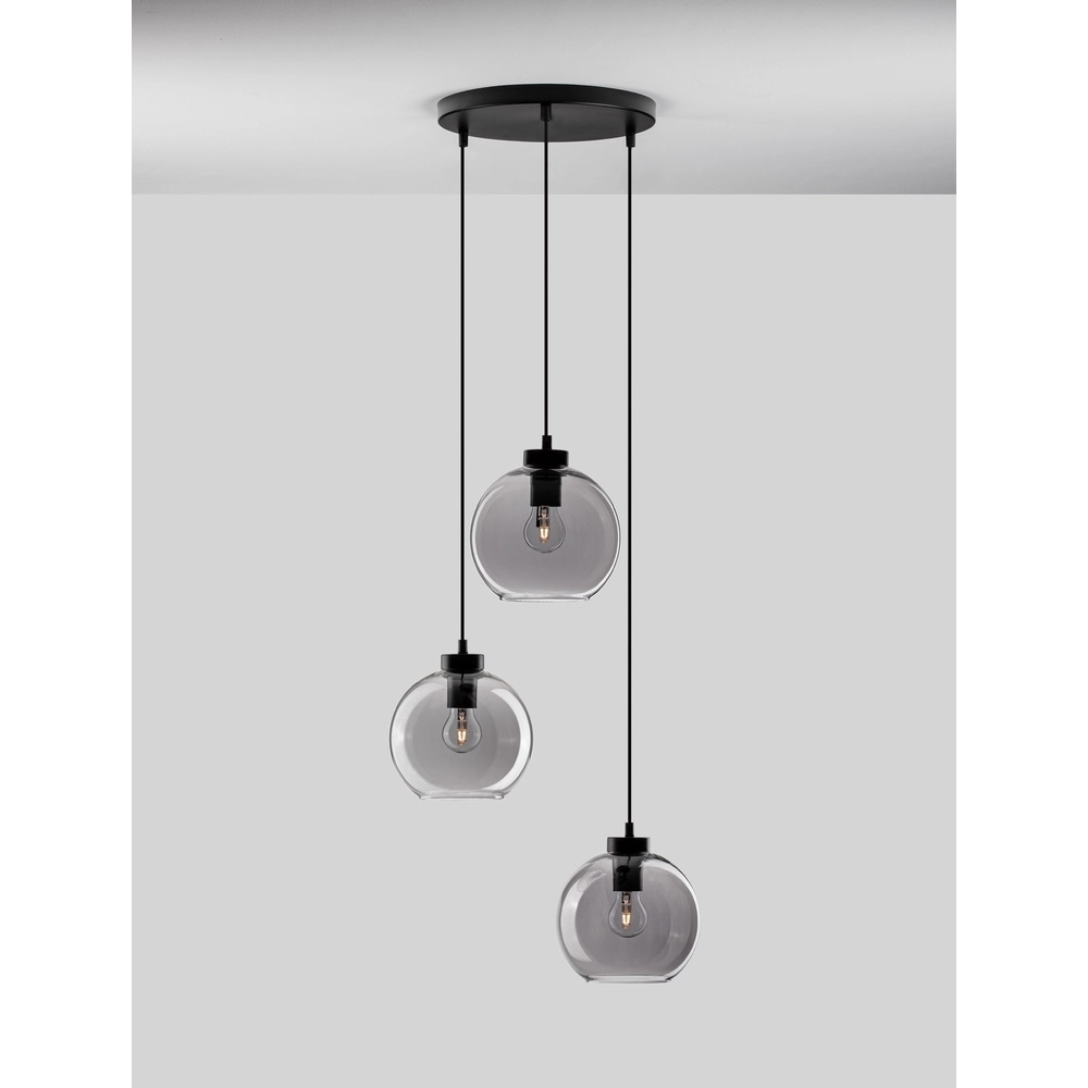 Pendelleuchte Palmer 3-flammig rund schwarz mit Rauchglas Lyora 5212017430953