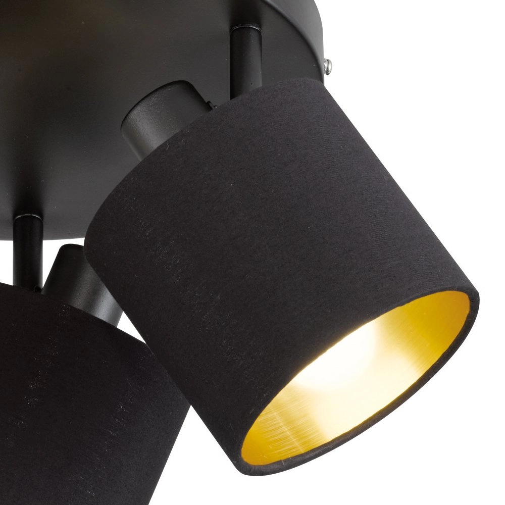 Deckenstrahler Tommy 3 Lichtschwarz mit gold Trio 4017807388961