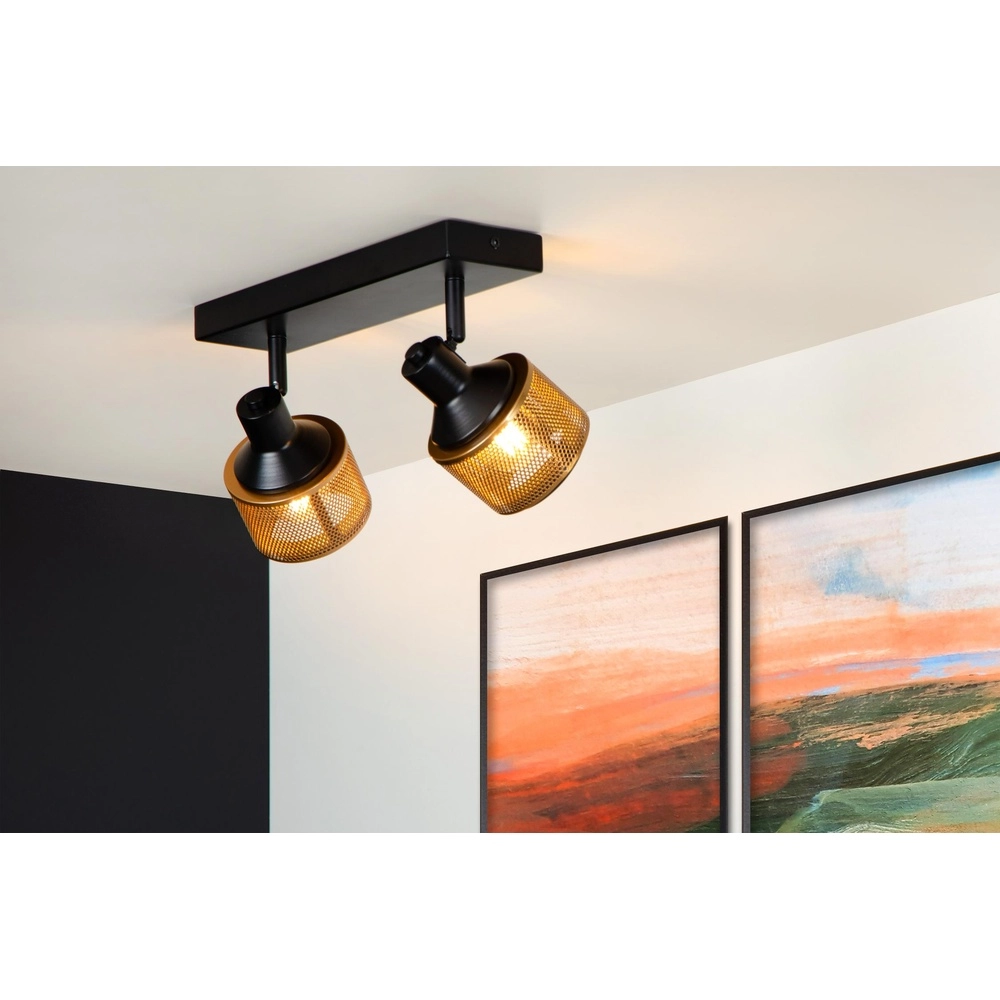 Deckenlampe Rafa 2-hell schwarz mit Kupfer Lucide 5411212771292