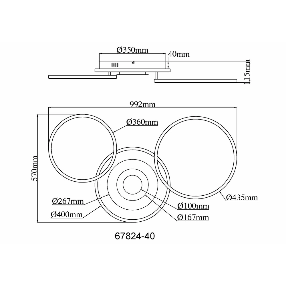 Design-Deckenlampe Miles 99,2 cm Globo 9007371589722