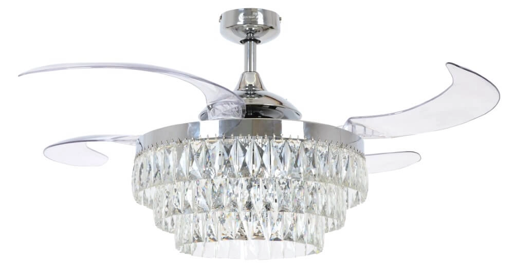 Deckenventilator aus Chrom mit Kristall Fanway Veil Ø 122cm
