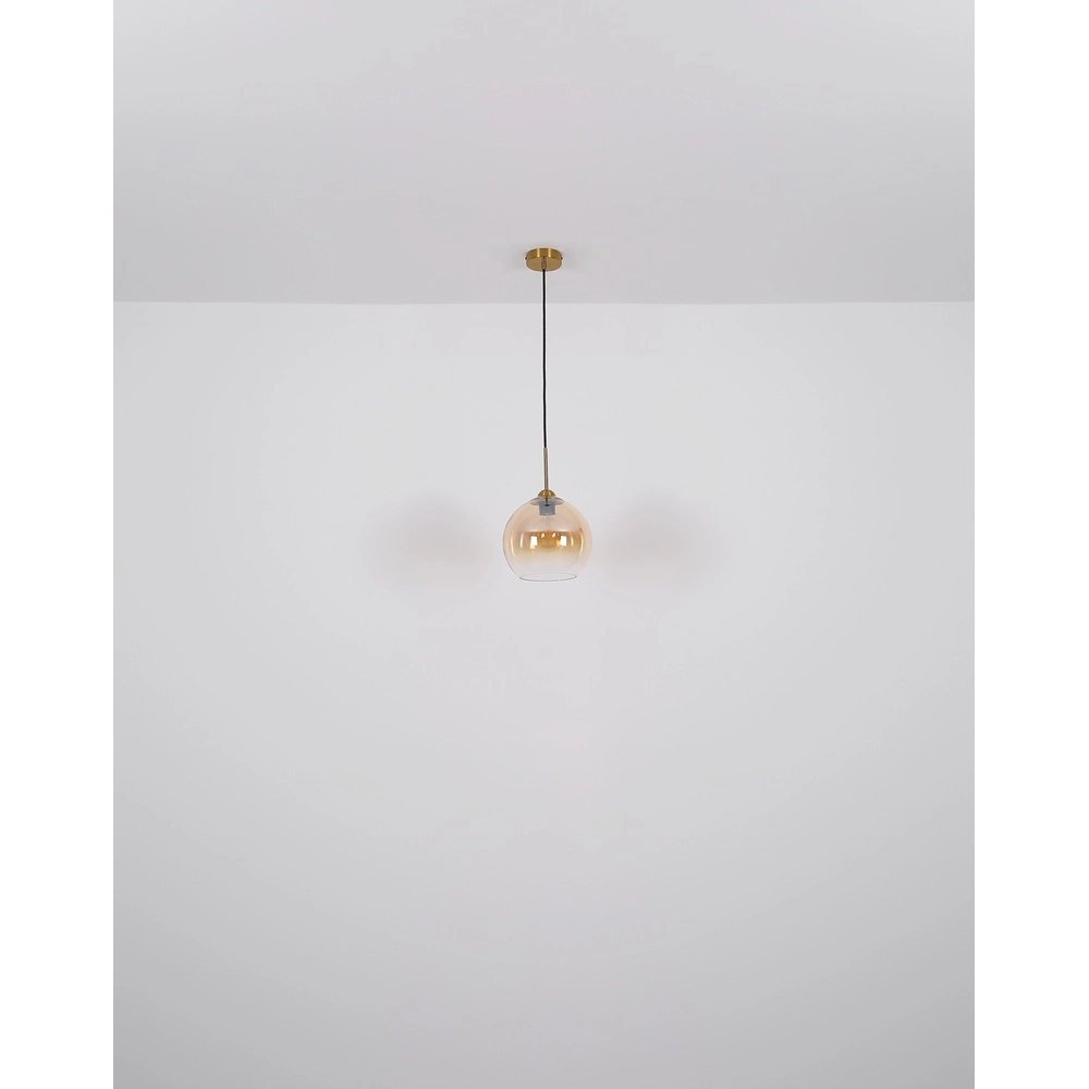 Goldene Pendellampe Jamessa 6-Licht mit bernsteinfarbenem Glas Globo 9007371435692