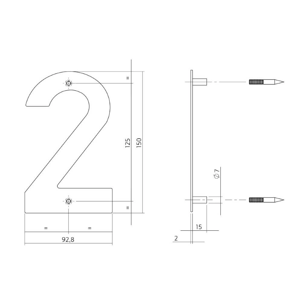 Hausnummer 2 Numbra 150x2mm Edelstahl Intersteel 8714186126714