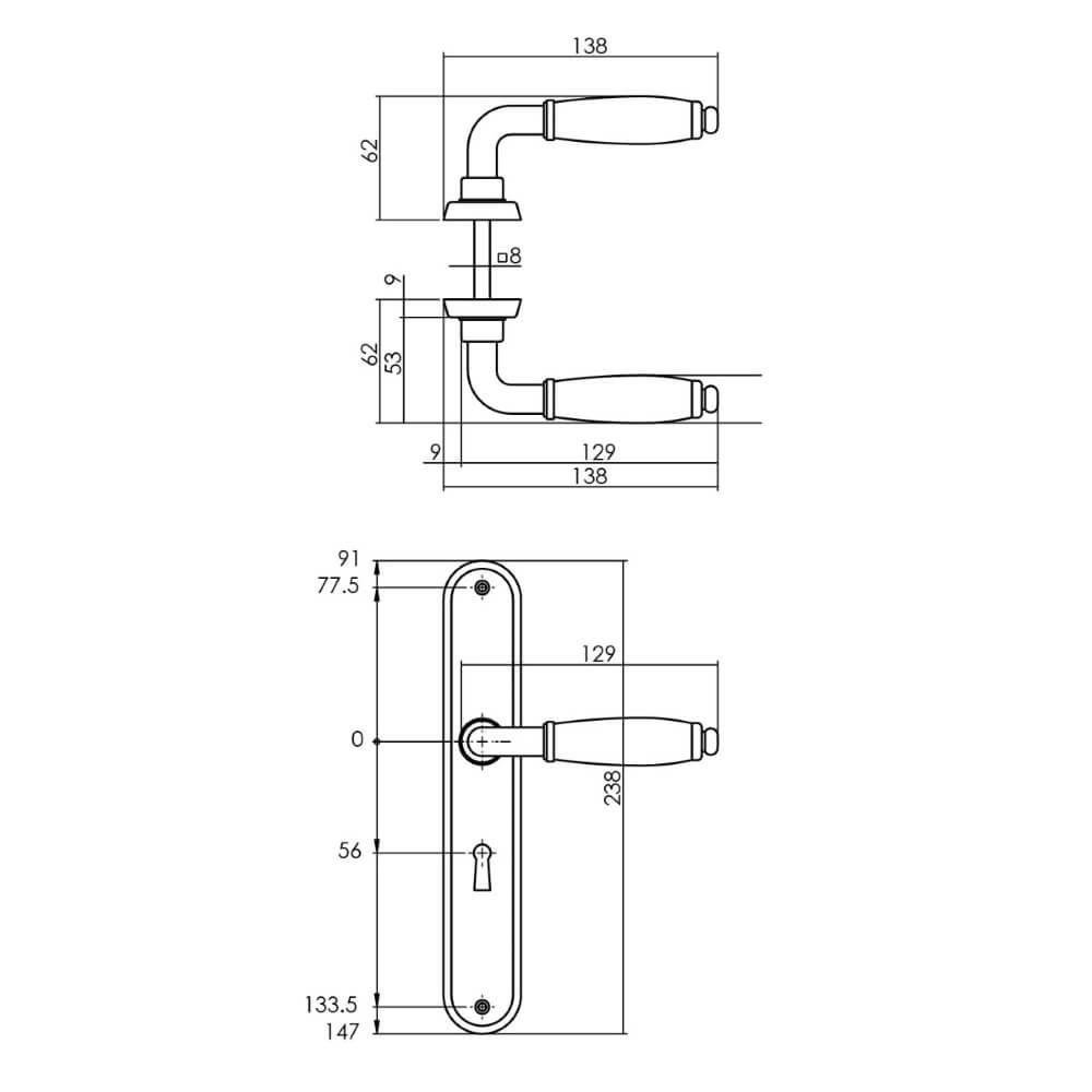 Türklinke Courgette ovales Schlüsselloch matt chrom Intersteel 8714186489178