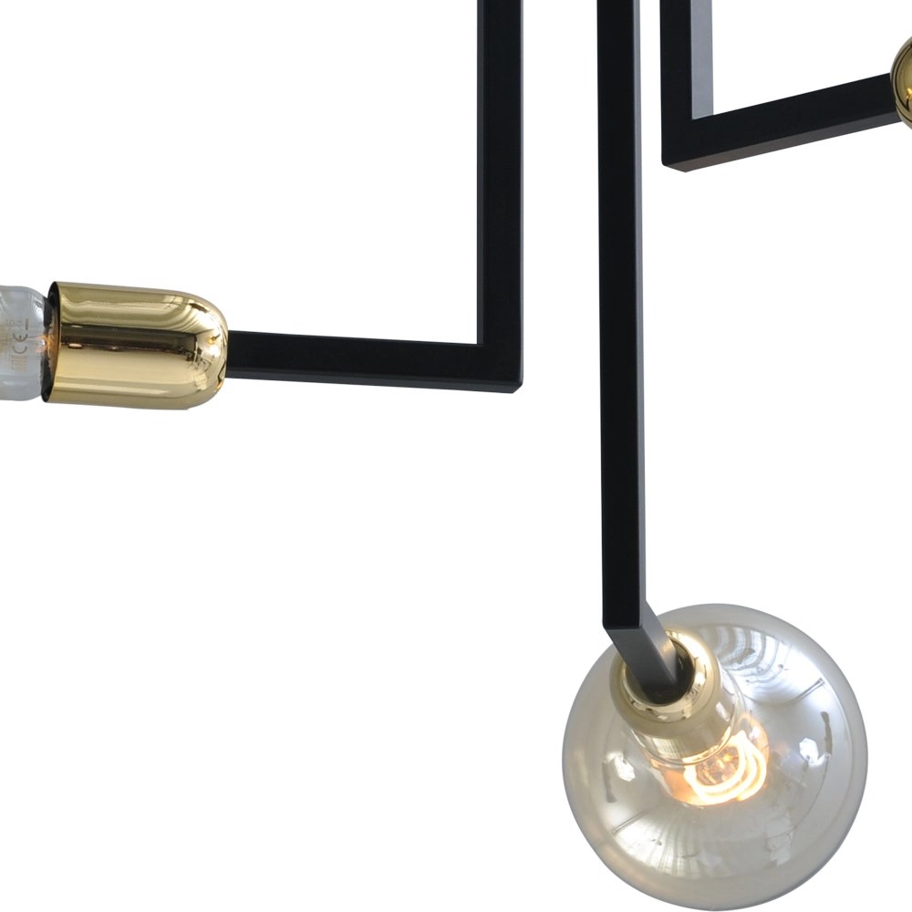 Schwarze Deckenlampe Tube 3-flammig mit goldenen Beschlägen Masterlight 8718121188690