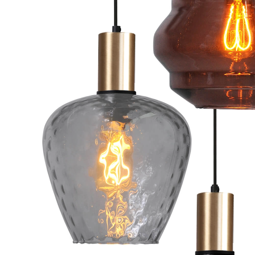 5-flammige Loft-Hängelampe - Gold - Porto mit verschiedenen Gläsern Masterlight 8718121271255