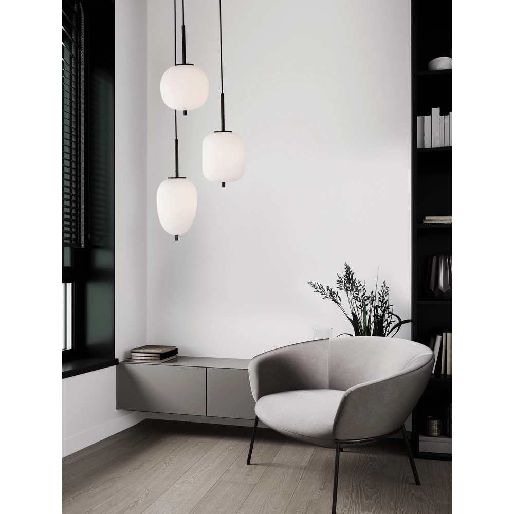 Pendellampe Lato 3-Licht Schwarz mit Weiß