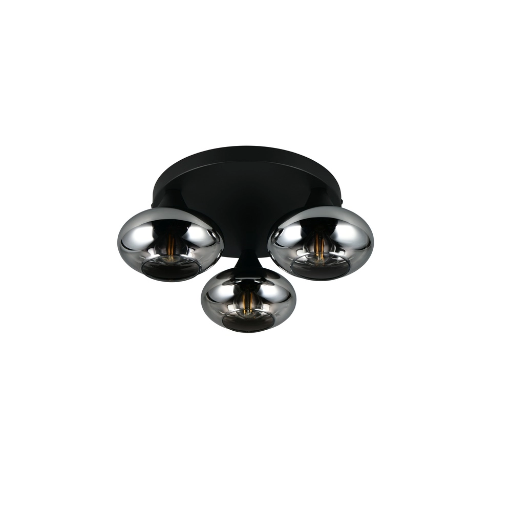 Deckenlampe Divina schwarz mit Rauchglas Trio 4017807667387