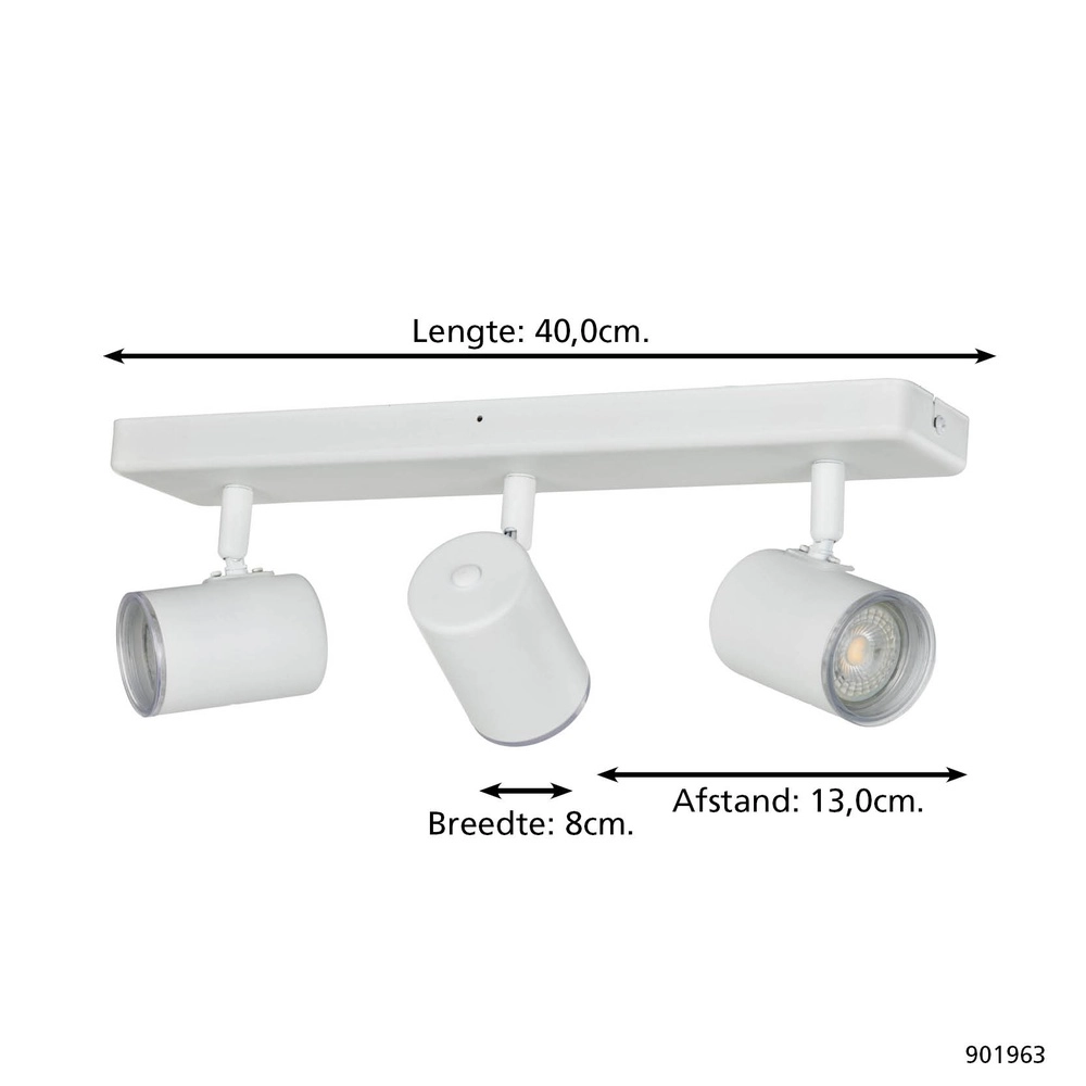 Aufputz-Spot Consuma 1 3-flammig gerade weiß Eglo 9008606355914