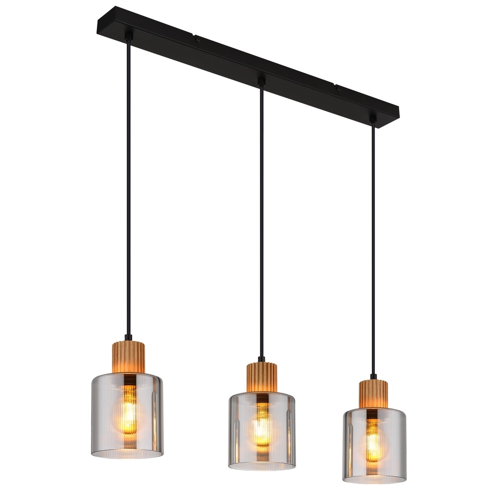 Design-Pendellampe Aleidis 3-Licht gerader Schwarz