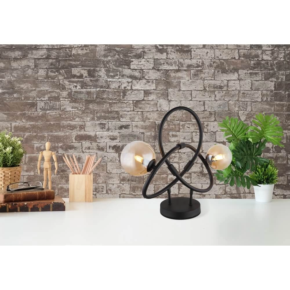 Schwarze Tischleuchte Tuberius Bauform 2-flammig Globo 9007371452446