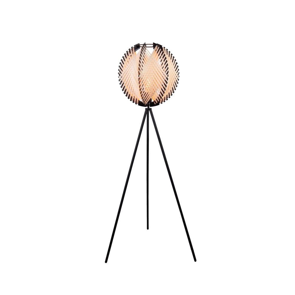 Stehlampe Waverton Schwarz mit cremefarbenem Textil