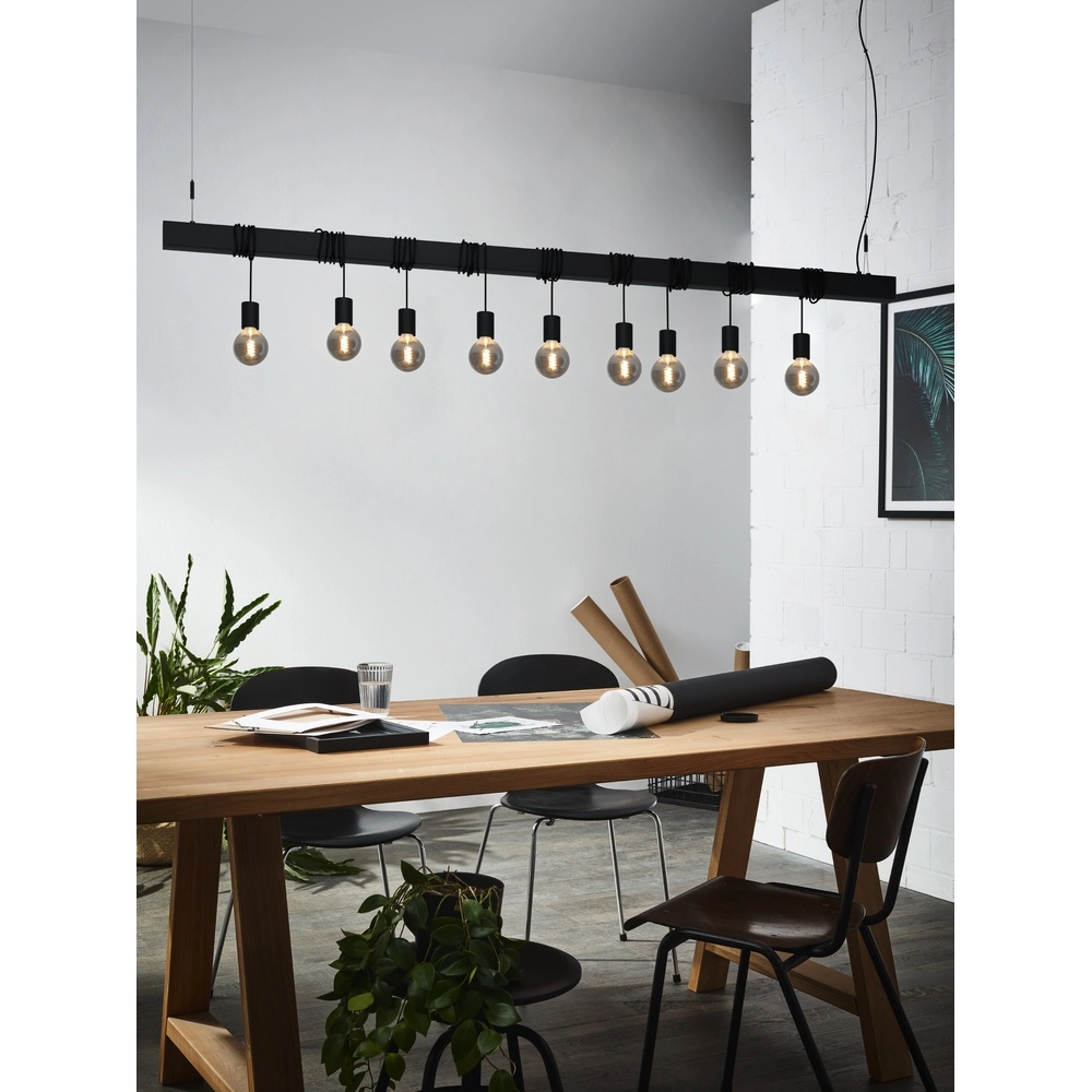 9-Licht Pendellampe Townshend-B Schwarz – Esstisch Eglo 9002759399399