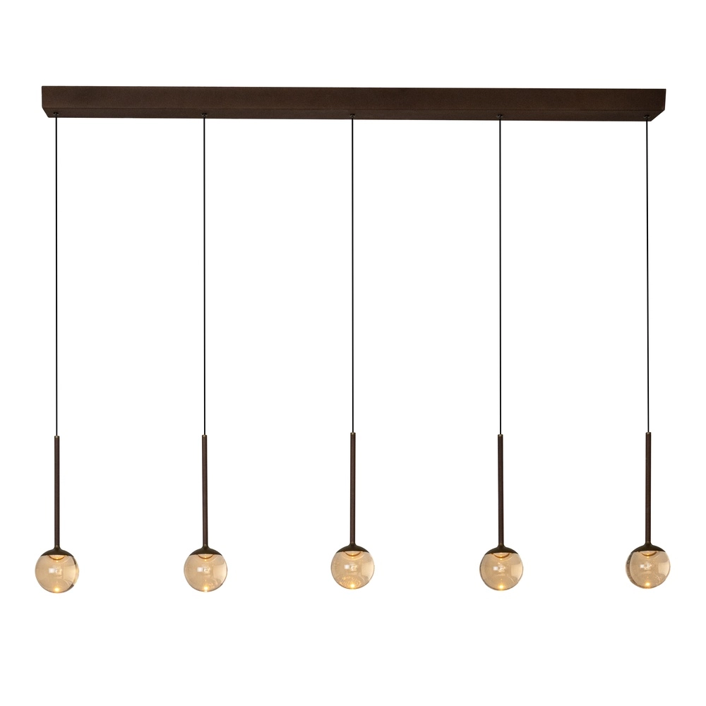5-Licht Pendellampe Calina mit bernsteinfarbenen Kugeln Premium by Lucide 5411212242143
