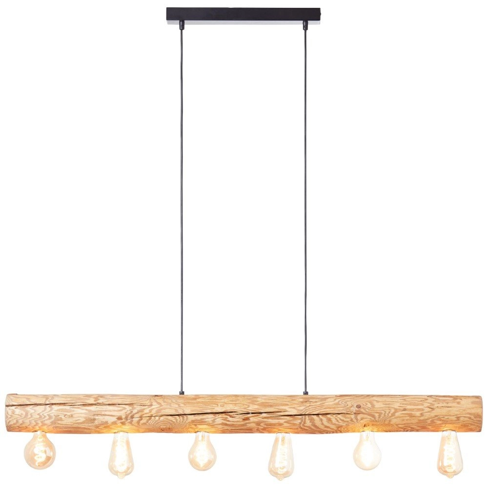 Hängelampe aus Holz Trabo 6-helles Holz mit Schwarz Brilliant 4004353393525