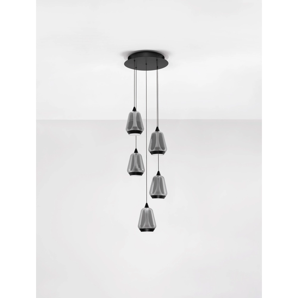 Design-Pendelleuchte Alish 5-flammiges Rauchglas Lyora 5212017477729