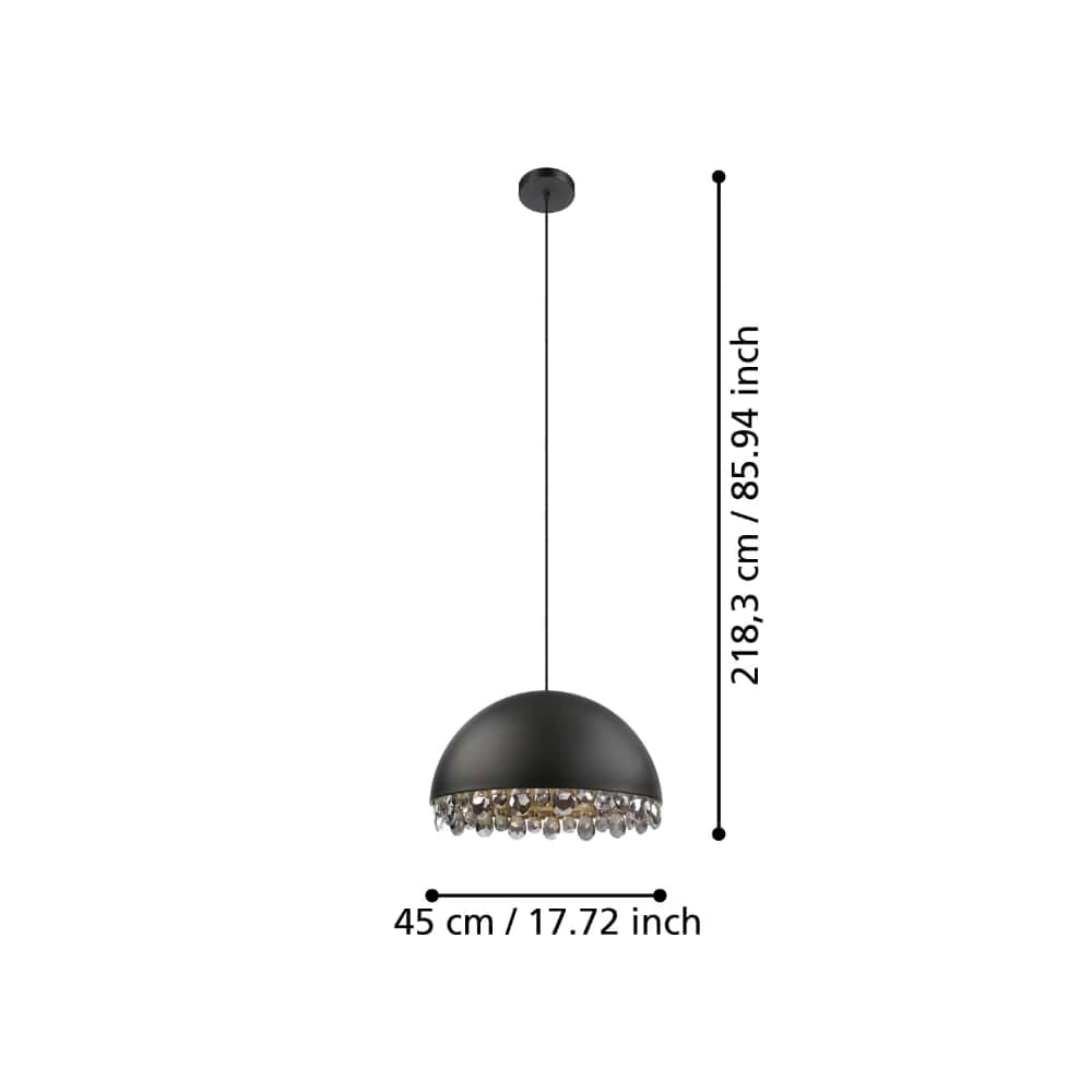 Schwarze Hängelampe mit Kristall Gaetano 2 Ø 45cm Stars of Light 9002759399498