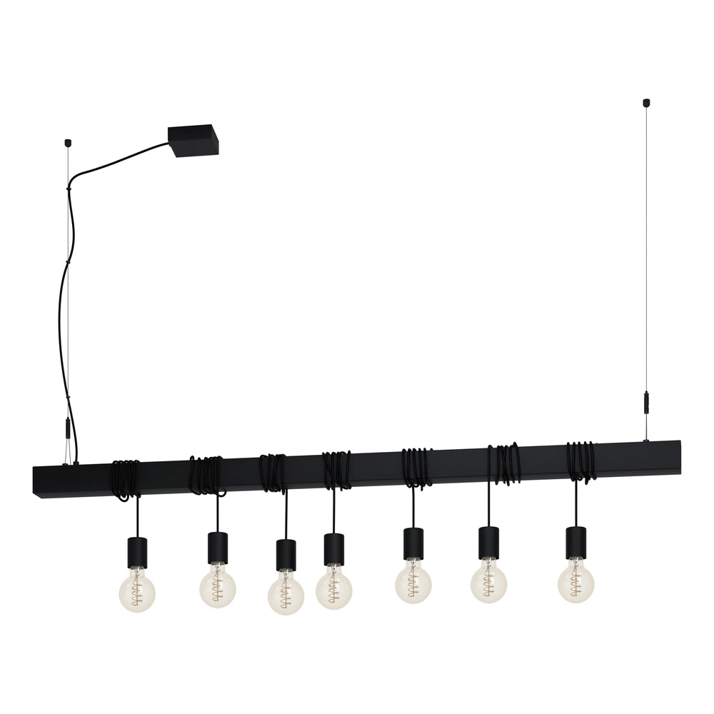 7-Licht Pendellampe Townshend-B Schwarz – Esstisch