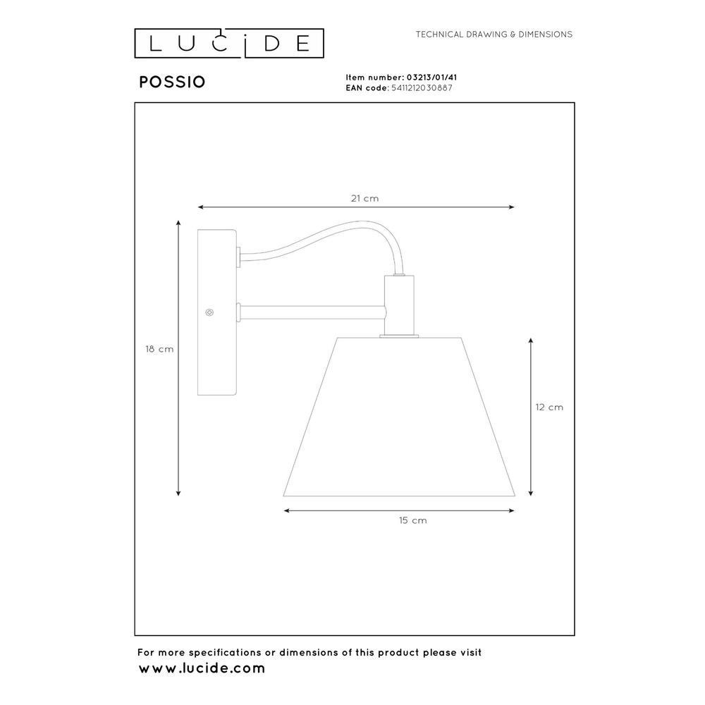 Wandlampe Possio Grau Lucide 5411212030887