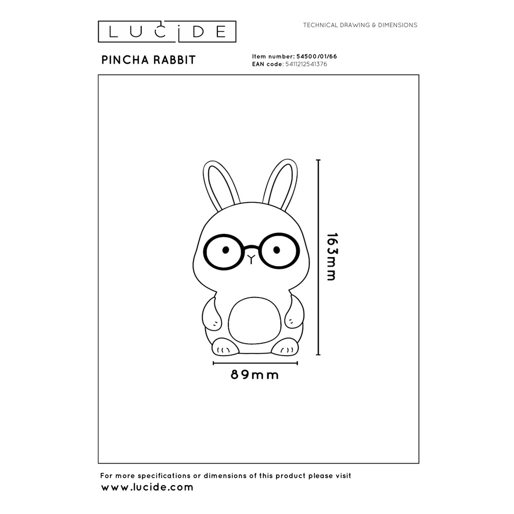 Nachtlicht im Kinderzimmer Pincha Rabbit Bunny Lucide 5411212541376