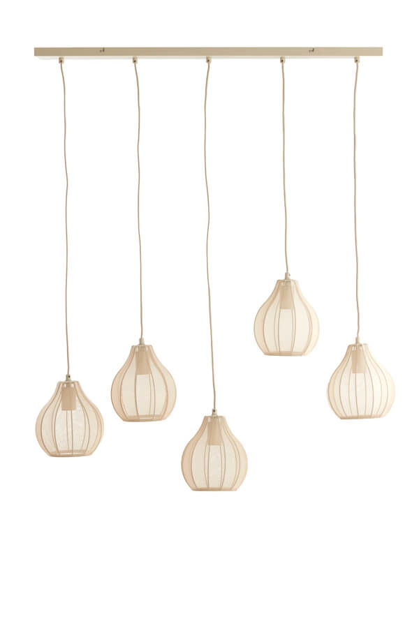 Cremefarbene Pendelleuchte Elati 5-flammig 100cm Light & Living 8717807702786