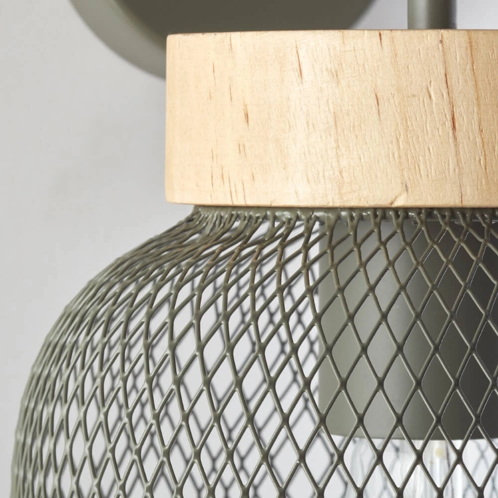 Wandlampe Giada grün mit Holz Brilliant 4004353354151