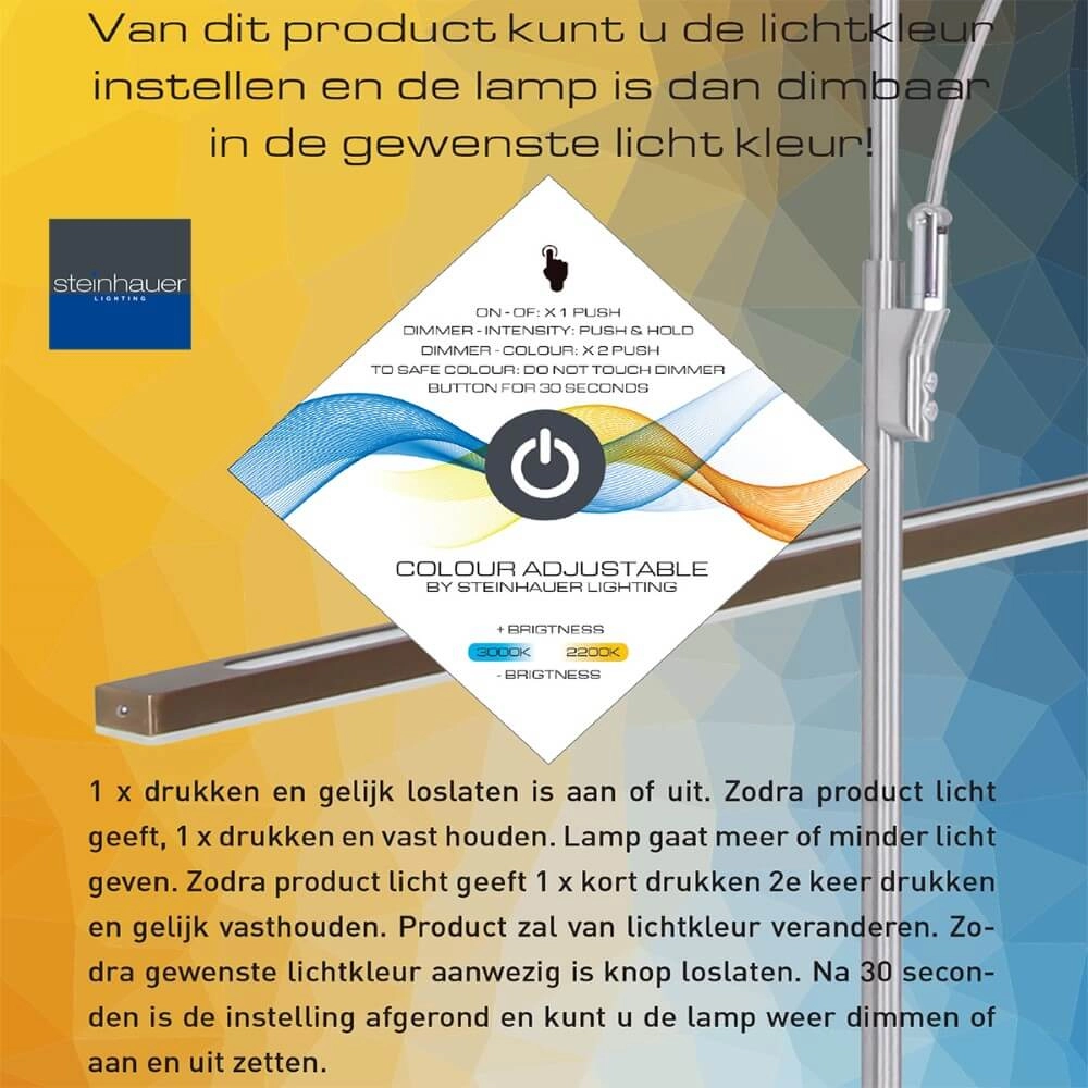 Wandleuchte Litho LED 60 cm Metallgrau Steinhauer 8712746129373