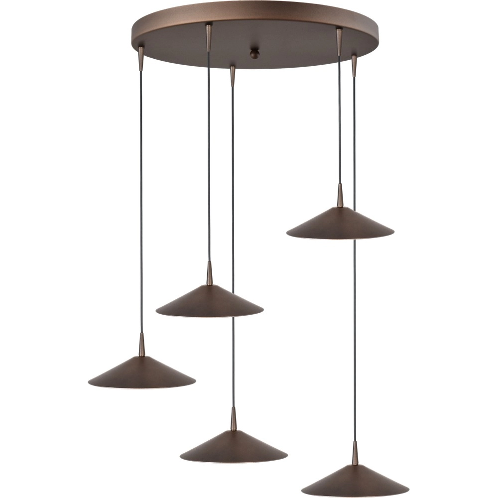 5-Licht Pendellampe Ceppo Kakaobraun Ø 22 cm rund