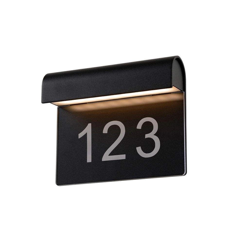 Wandlampe Thesi Led Schwarz mit Hausnummer Lucide 5411212271464