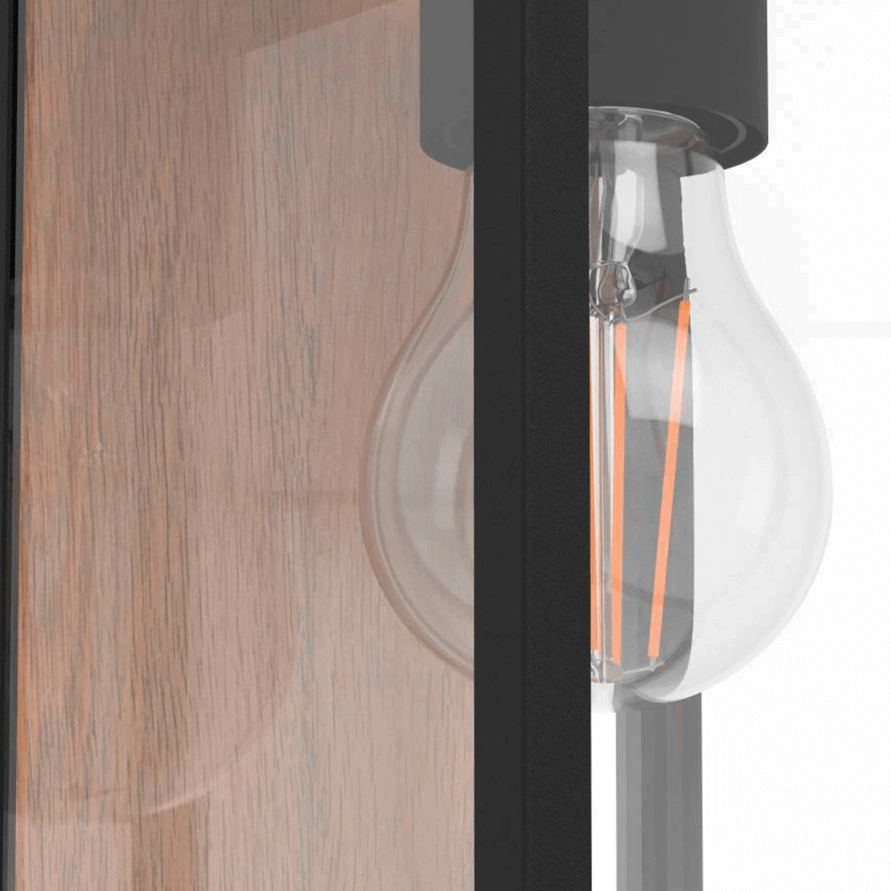 Außenlampe Budrone Schwarz mit Holz Eglo 9008606231591