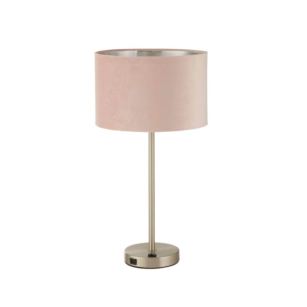 Schöne Tischlampe Finn Gold mit Rosa Searchlight 5053423257228